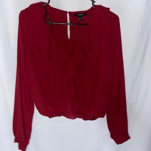 Burgundy crop top blouse
